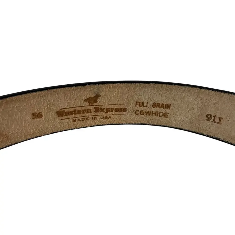 Western Express Mens Tooled Leather Belt 32 34 Stars Stripes USA Flag